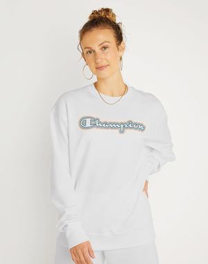 Women's Champion Powerblend Fleece Oversized Echo Script Hoodie Black | HTRCZ6578
