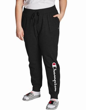 Women's Champion Powerblend Fleece Script Logo 29" Pants Black | FZPGW3769