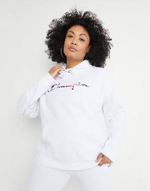 Women's Champion Reverse Weave Applique Logo Hoodie Purple | FGRJQ1582