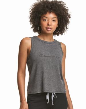 Women's Champion Sleep Muscle Script Logo Nightwear Olive / Beige | HFWNX0371