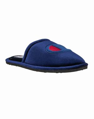 Women's Champion Sleepover Velvet Inari Slippers Navy | KBMFP0685