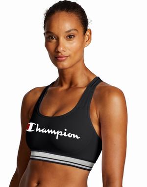 Women's Champion The Absolute Workout Sports Script Logo Bras Black | KSJWE0791