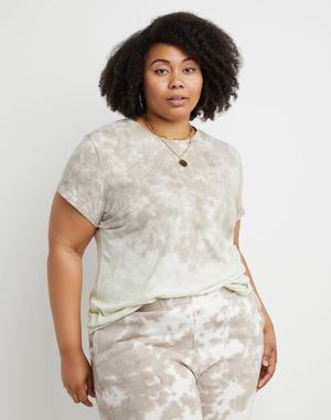 Women's Champion Unity Dye Lightweight Fitted Tops Dark Khaki / Mint Green | IPSQX8735