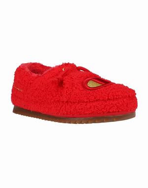 Women's Champion University Cozy High Pile Gum Slippers Deep Red / Gold | WOTIQ1048